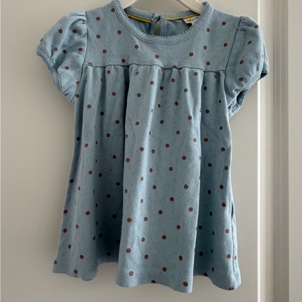 Mini Boden Blue Tee with Brown Dots